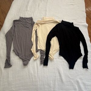 Women's Turtleneck Bodysuit Set - Black, Cream,